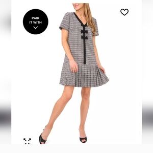 CeCe Box Pleat Black Dress Size 10 Brand New